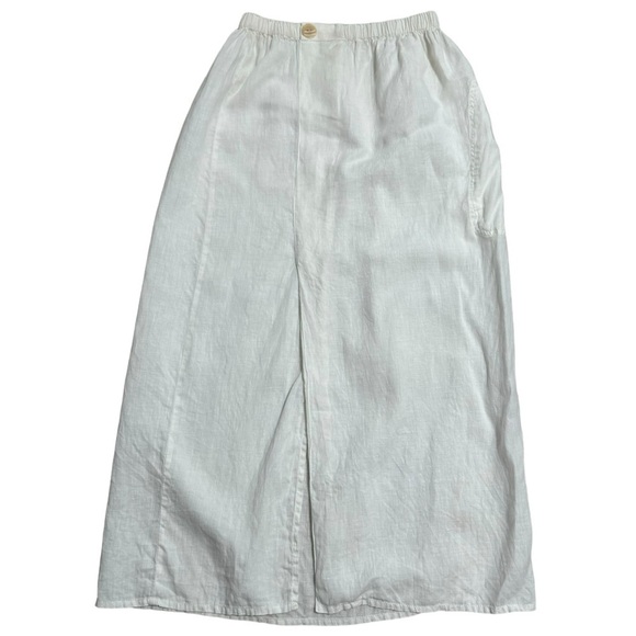 Flax Women’s Linen Off white Maxi Skirt with pocket Size Small
